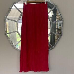 Anthropologie Deep Red/Fuchsia Pleated Maxi Skirt